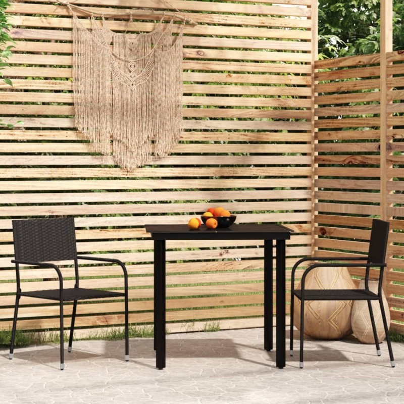 Ensemble à manger de jardin 3 pcs Noir 