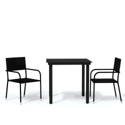 Ensemble à manger de jardin 3 pcs Noir 