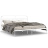 Cadre de lit métal sans matelas et tête de lit blanc 200x200 cm 