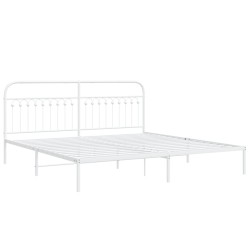 Cadre de lit métal sans matelas et tête de lit blanc 200x200 cm 