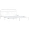 Cadre de lit métal sans matelas et tête de lit blanc 200x200 cm 