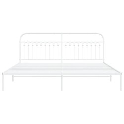 Cadre de lit métal sans matelas et tête de lit blanc 200x200 cm 