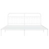 Cadre de lit métal sans matelas et tête de lit blanc 200x200 cm 