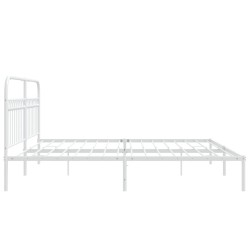 Cadre de lit métal sans matelas et tête de lit blanc 200x200 cm 