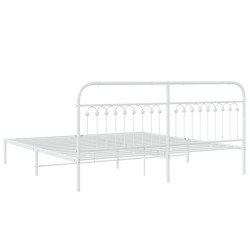 Cadre de lit métal sans matelas et tête de lit blanc 200x200 cm 