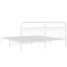 Cadre de lit métal sans matelas et tête de lit blanc 200x200 cm 