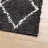 Tapis shaggy à poils longs moderne noir et crème 240x340 cm 