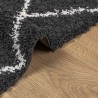 Tapis shaggy à poils longs moderne noir et crème 240x340 cm 