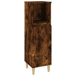 Armoire de bain chêne fumé 30x30x100 cm bois d'ingénierie 