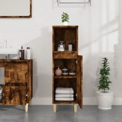 Armoire de bain chêne fumé 30x30x100 cm bois d'ingénierie 