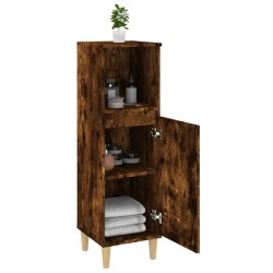 Armoire de bain chêne fumé 30x30x100 cm bois d'ingénierie 