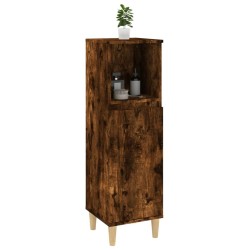 Armoire de bain chêne fumé 30x30x100 cm bois d'ingénierie 
