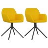 Chaises pivotantes à manger lot de 2 Jaune Velours 