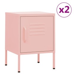Tables de chevet 2 pcs Rose 35x35x51 cm Acier 