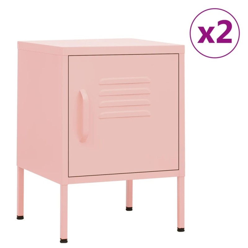 Tables de chevet 2 pcs Rose 35x35x51 cm Acier Tables de chevet 2 pcs Rose 35x35x51 cm Acier