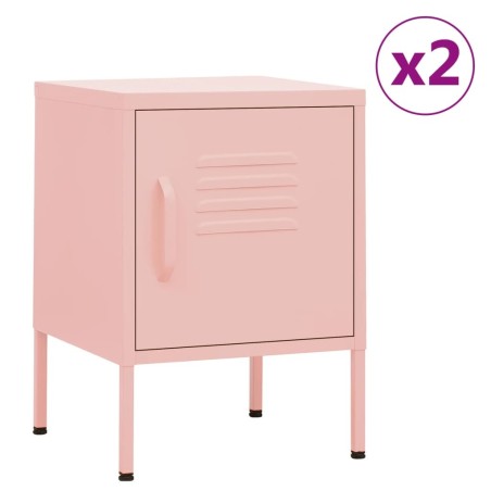 Tables de chevet 2 pcs Rose 35x35x51 cm Acier 