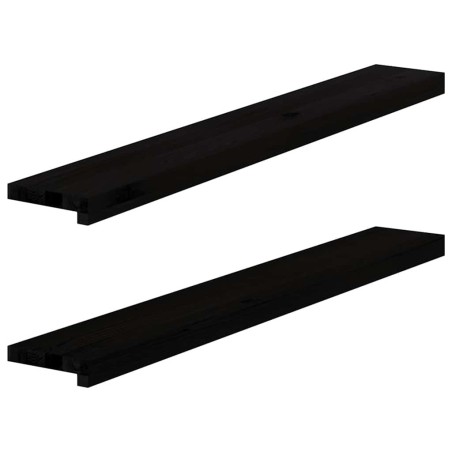 Appuis de fenêtre 2 pcs marron foncé bois de chêne massif 