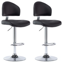 Tabourets de bar lot de 2 noir similicuir 