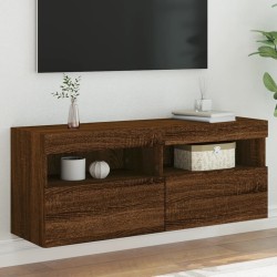 Meuble TV mural avec lumières LED chêne marron 100x30x40 cm 