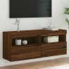 Meuble TV mural avec lumières LED chêne marron 100x30x40 cm 