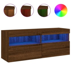 Meuble TV mural avec lumières LED chêne marron 100x30x40 cm 