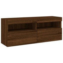 Meuble TV mural avec lumières LED chêne marron 100x30x40 cm 