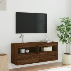 Meuble TV mural avec lumières LED chêne marron 100x30x40 cm 