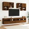 Meuble TV mural avec lumières LED chêne marron 100x30x40 cm 