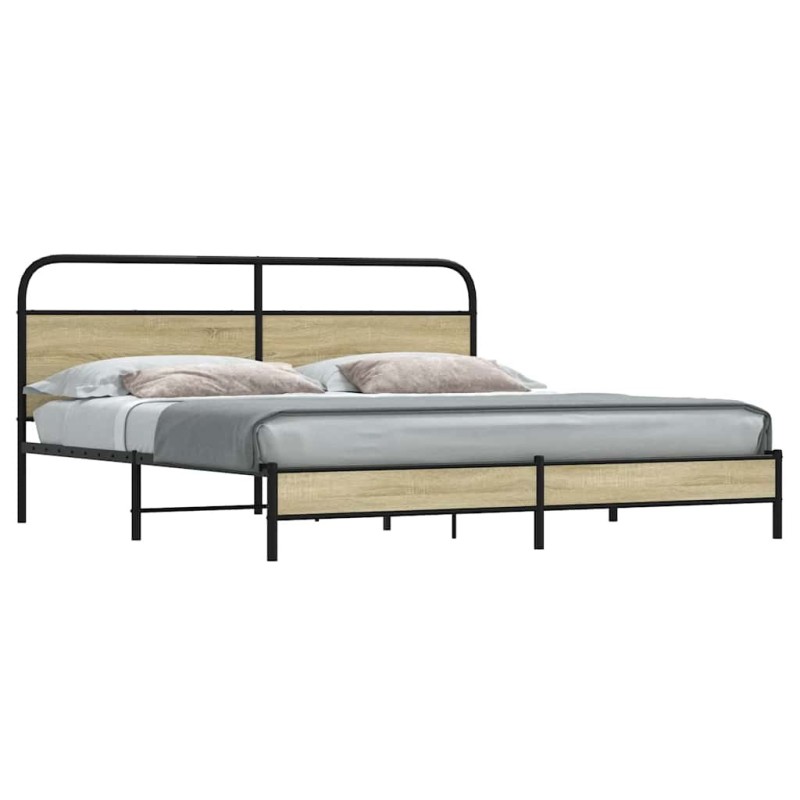 Cadre de lit en métal sans matelas chêne sonoma 200x200 cm 