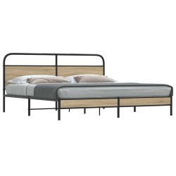Cadre de lit en métal sans matelas chêne fumé 200x200 cm 