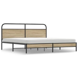 Cadre de lit en métal sans matelas chêne fumé 200x200 cm 