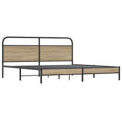 Cadre de lit en métal sans matelas chêne fumé 200x200 cm 