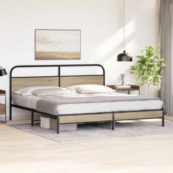 Cadre de lit en métal sans matelas chêne fumé 200x200 cm 