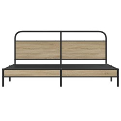 Cadre de lit en métal sans matelas chêne fumé 200x200 cm 