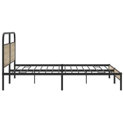 Cadre de lit en métal sans matelas chêne fumé 200x200 cm 