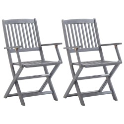 Chaises pliables d'extérieur lot de 2 et coussins Bois d'acacia 