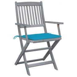 Chaises pliables d'extérieur lot de 2 et coussins Bois d'acacia 