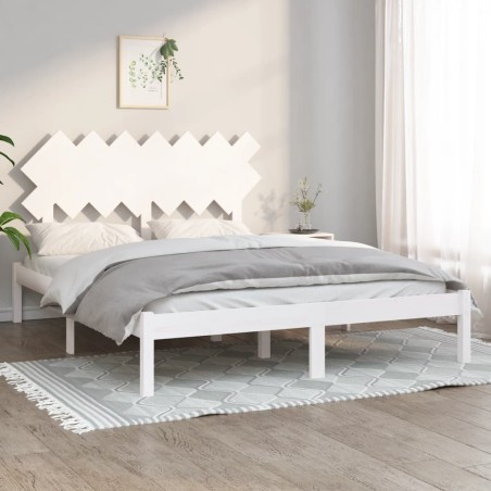 Cadre de lit sans matelas blanc 150x200 cm bois massif 
