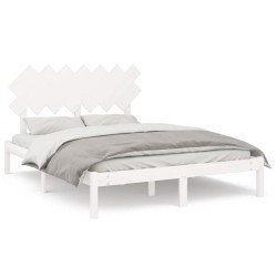 Cadre de lit sans matelas blanc 150x200 cm bois massif 