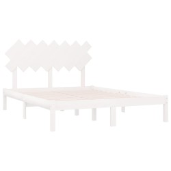 Cadre de lit sans matelas blanc 150x200 cm bois massif 