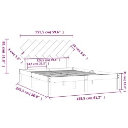 Cadre de lit sans matelas blanc 150x200 cm bois massif 