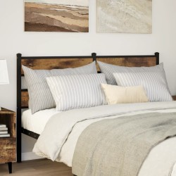 Tête de lit chêne fumé 140 cm fer et bois d'ingénierie 