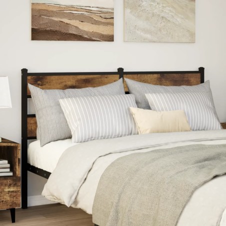 Tête de lit chêne fumé 140 cm fer et bois d'ingénierie 