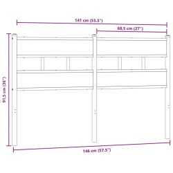 Tête de lit chêne fumé 140 cm fer et bois d'ingénierie 