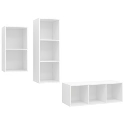 Ensemble de meuble TV 3 pcs Blanc Bois d'ingénierie 