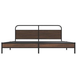 Cadre de lit en métal sans matelas chêne marron 193x203 cm 