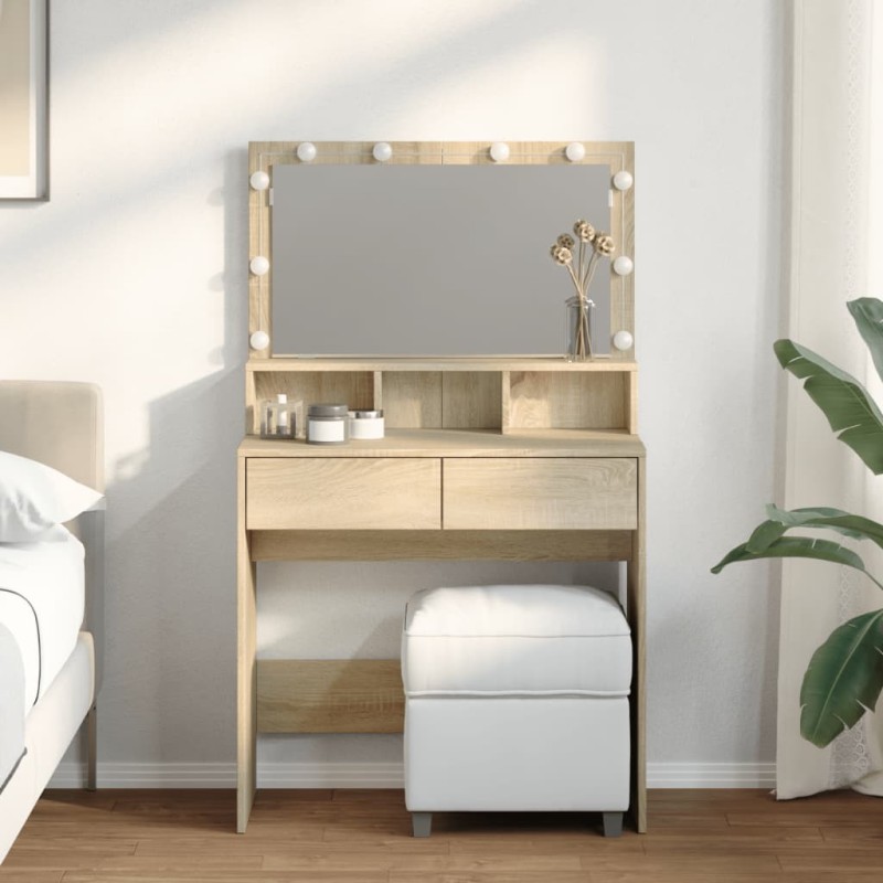 Coiffeuse avec LED chêne sonoma 80x41x134,5 cm Coiffeuse avec LED chêne sonoma 80x41x134,5 cm