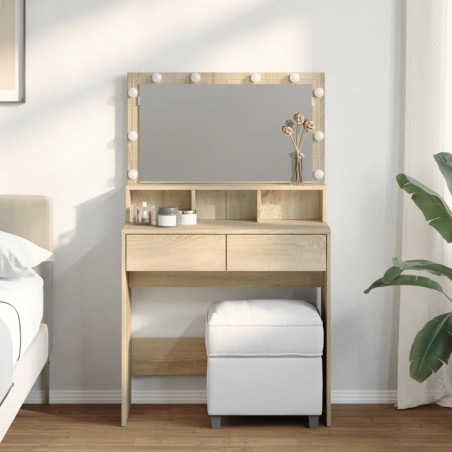 Coiffeuse avec LED chêne sonoma 80x41x134,5 cm 