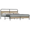 Cadre de lit en métal sans matelas chêne fumé 193x203 cm 
