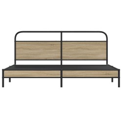 Cadre de lit en métal sans matelas chêne fumé 193x203 cm 